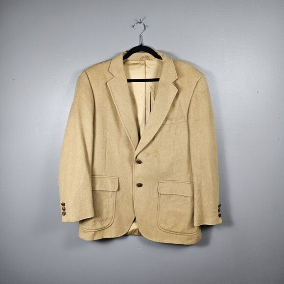 Garrison Park Men's 42R 2-Button Blazer Jacket Camel Hair Blend Tan Sport Coat - Picture 1 of 6